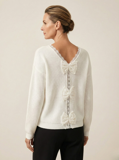 Sweter z Koronkowym Wykończeniem Amelia